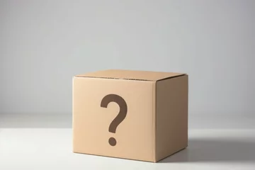 Foto op Plexiglas AI-generated illustration of a cardboard box with a question mark on it. © Wirestock