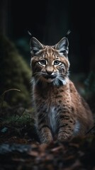 Obraz premium AI generated illustration of a wild cat in a wooded area