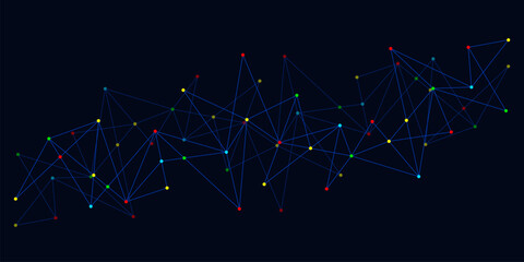 Abstract technology background with connecting the dots and lines. Global network connection, internet technology and digital communication concept - obrazy, fototapety, plakaty