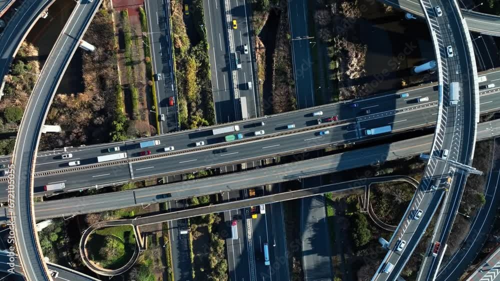 Poster Highway aerial view.
The effect of slow and fast. Speed lamp. Time remap.