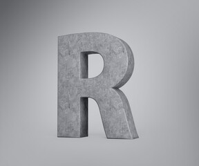 3d Concrete Capital Letter R Alphabet R Made Of Grey Concrete Stone Grey Background 3d Illustration