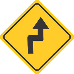 Warning Sign Street Sign Right Reverse Turn Ahead
