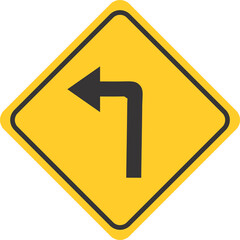 Warning Sign Street Sign Left Turn Ahead
