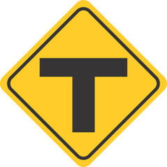 Warning Sign Street Sign T Intersection Ahead