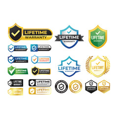 Set of warranty logo,Vector golden shield lifetime warranty logo design. vector illustration