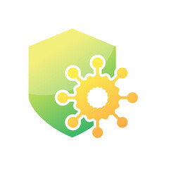 Antibacterial formula shield vector isolated sign for antiseptic cosmetics and medical pharmaceutical products