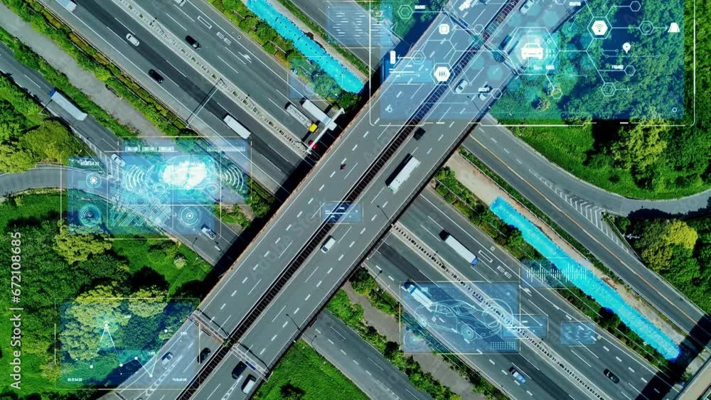 Poster Traffic system and communication network concept. GUI (Graphical User Interface). IoT (Internet of Things).