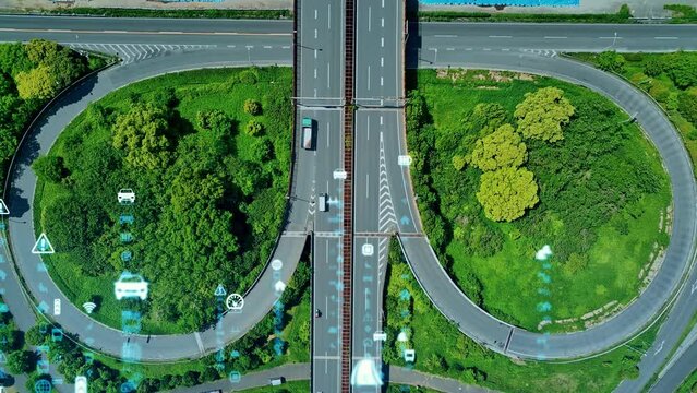 Traffic system and communication network concept. GUI (Graphical User Interface). IoT (Internet of Things).