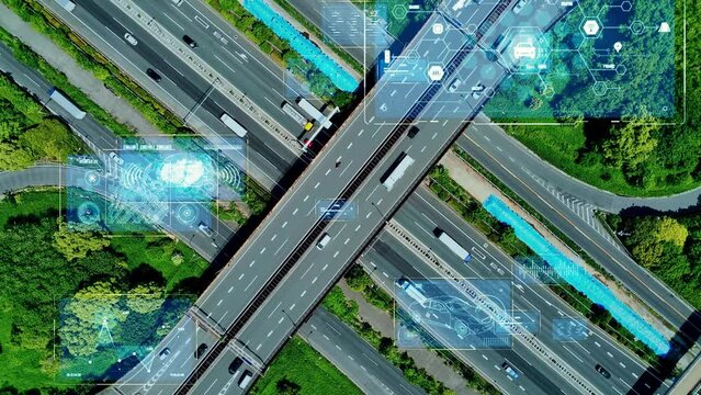 Traffic system and communication network concept. GUI (Graphical User Interface). IoT (Internet of Things).