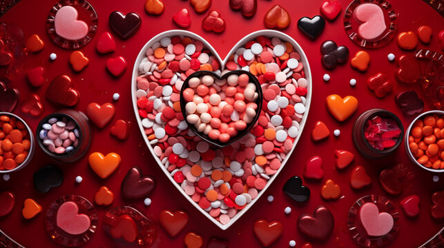 red hearts background HD 8K wallpaper Stock Photographic Image 