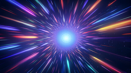 abstract blue background with stars, Hypnotic hyper space vortex with neon lights.