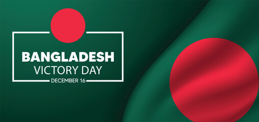 Bangladesh Victory Day 16 December vector poster of waving flag