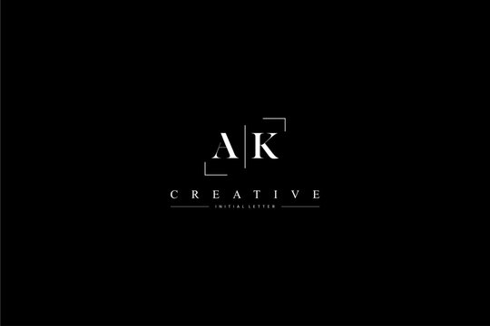 minimalist AK initial logo with simple vertical stroke line in black 110323
