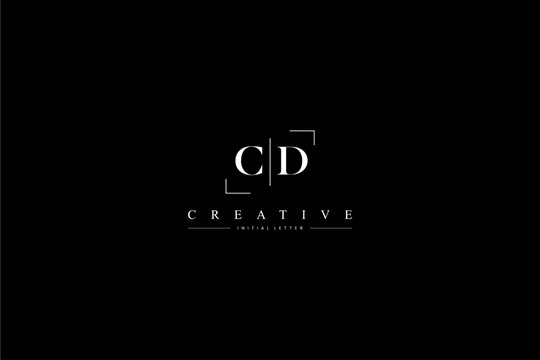 minimalist CD initial logo with simple vertical stroke line in black 110323