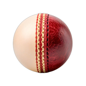 Close-up of cricket ball isolated on transparent or white background, png