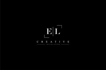 minimalist EL initial logo with simple vertical stroke line in black 110323 - obrazy, fototapety, plakaty