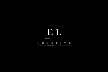Fotobehang minimalist EL initial logo with simple vertical stroke line in black 110323 © nururu