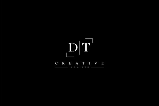 minimalist DT initial logo with simple vertical stroke line in black 110323
