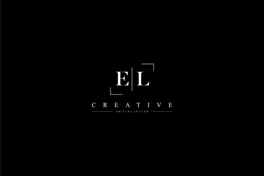 minimalist EL initial logo with simple vertical stroke line in black 110323