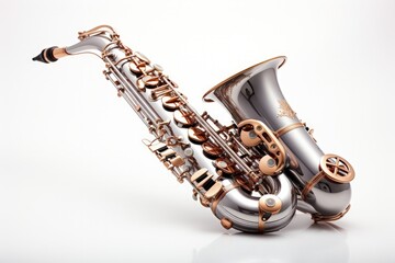 Expensive saxophone on a white background isolated - obrazy, fototapety, plakaty