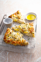 Homemade pizza with chicken and cheese