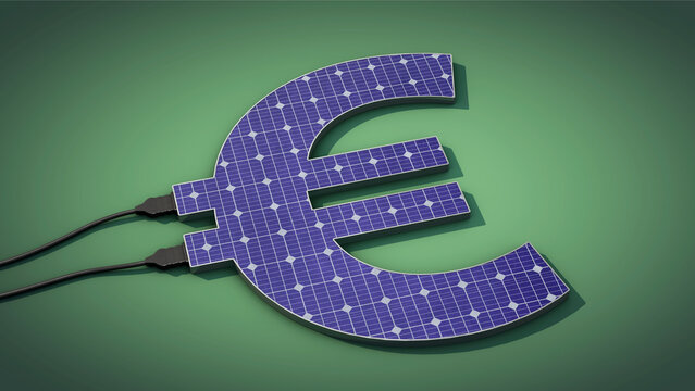 Eurosymbol mit Solarpanel