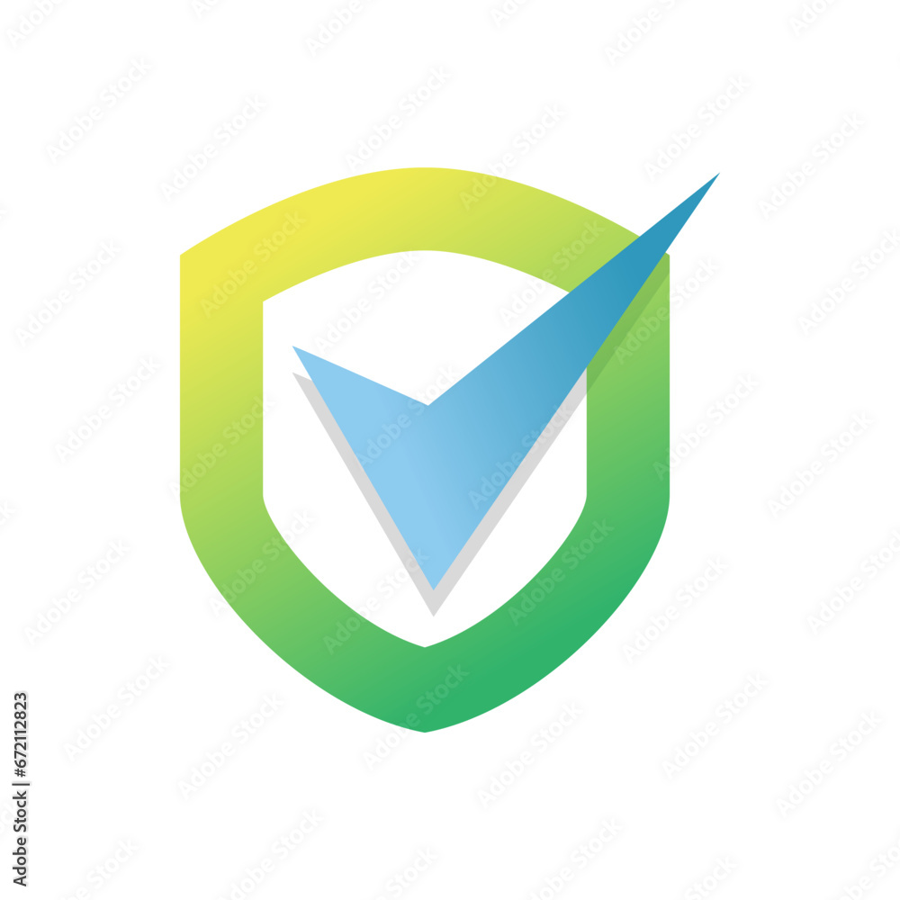 Poster shield check mark logo icon design template elements on white background