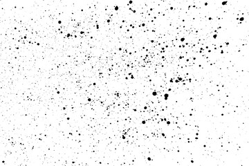 Black blobs isolated on white. Ink splash. Brushes droplets. Grainy texture background. Vector illustration.  