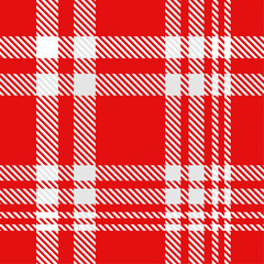 Red White Tartan Plaid Seamless Pattern. Check fabric texture for flannel shirt, skirt, blanket
