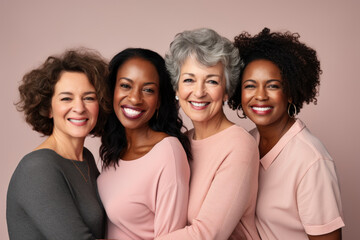 Obraz premium Multicultural group of women smiling together at camera