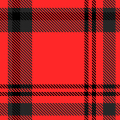 Red Black Tartan Plaid Pattern Seamless. Checkered fabric texture for flannel shirt, skirt, blanket
