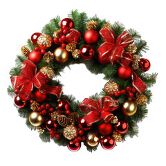 Fototapeta na wymiar Christmas wreath decoration isolated on white background