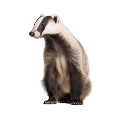 close up of a badger isolated on white background