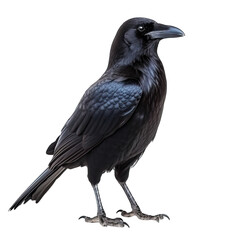 Fototapeta premium Right view of Crow/blackbird isolated on white background