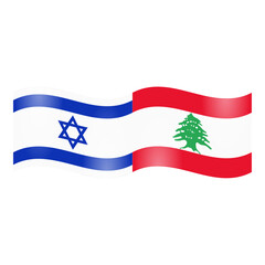 National flag of Israel and Lebanon