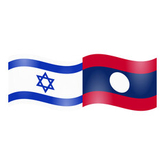 National flag of Israel and Laos