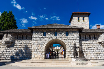 Visegrad, Republic of Srpska, Bosnia and Herzegovina - August 13, 2023: Andricgrad architecture...