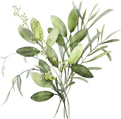 Watercolor Bouquets of Leaves Elements