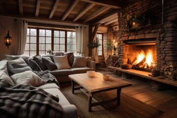 living room with fireplace