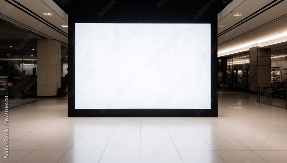 Poster an empty billboard in an empty mall mockup
