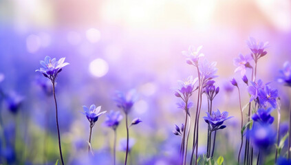 Small wild purple flowers in grass