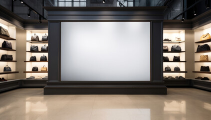 blank display screen wall store mock up - obrazy, fototapety, plakaty