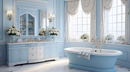 Pale blue bathroom decor