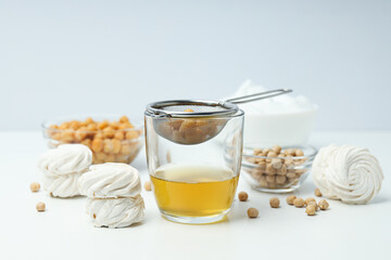 Aquafaba, concept of vegan food and cuisine