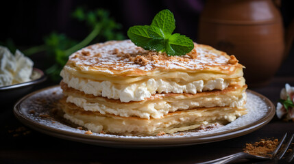 Pancake pie with cottage cheese