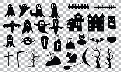 set of silhouettes of Halloween . Vector illustration design