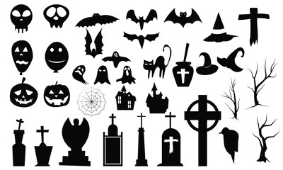 set of silhouettes of Halloween . Vector illustration design