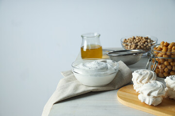 Aquafaba, concept of vegan food and cuisine