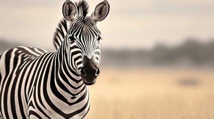 AI generated illustration of a standing zebra on a field of tall grass