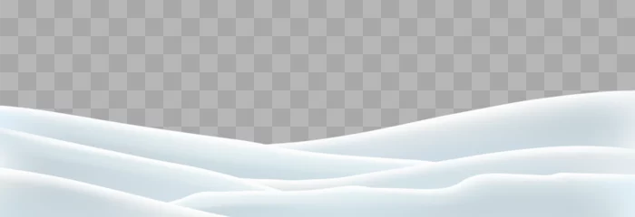 Foto op Aluminium Vector snowdrifts isolated on png background. Snow landscape decoration, frozen hills. Empty snowbanks field. Christmas vector illustration. Transparent background. © Leonid